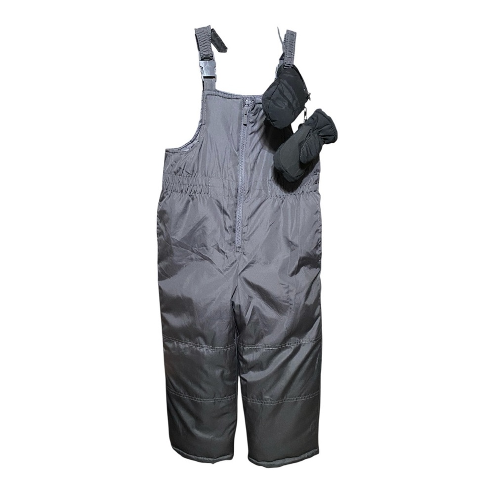 Carters Gray Snow Bib Overalls with Mittens Unisex M 5 - 6